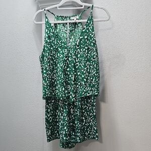 TCEC Green & White Printed Tank Romper